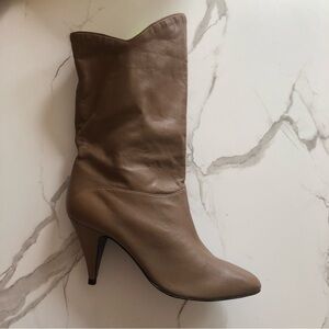 6.5 vintage ankle boots heel brown taupe